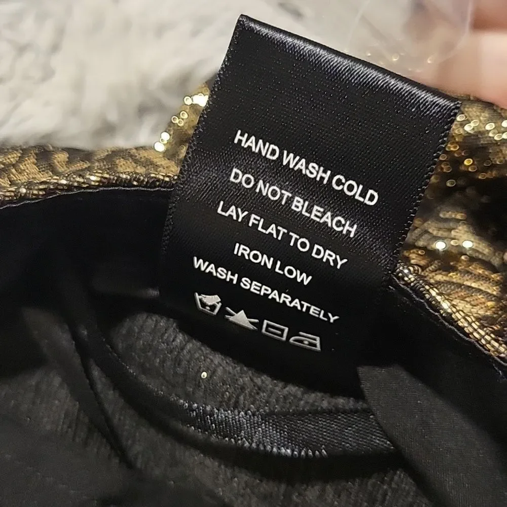 Michael Costello X Revolve Waverly Pants. Textured metallic gold and black, Med